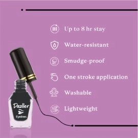 Dazller Eyeliner, 6.5mL (Pack of 3), Black, Velvet Matte, Washable, Water-resistant, Smudge-proof