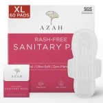 AZAH Sanitary Pads for Women XL [Pack of 60] 100% Rash-Free sanitary napkins | 3x More Absorption, Cottony Soft and Dry Top Cover for heavy Flow | Leak-Proof | With Disposable Bag