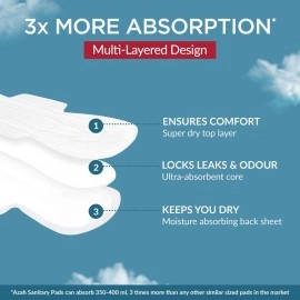 AZAH Sanitary Pads for Women XL [Pack of 60] 100% Rash-Free sanitary napkins | 3x More Absorption, Cottony Soft and Dry Top Cover for heavy Flow | Leak-Proof | With Disposable Bag
