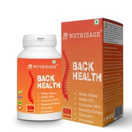 Nutrisage Back Health, Spine and Disc, Back Pain Relief with 9 Potent Herbs - All Natural, Help Relieve Back Pain, Spondylitis, Herniated Disc 60 Veg Cap (Pack of 2)