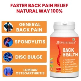 Nutrisage Back Health, Spine and Disc, Back Pain Relief with 9 Potent Herbs - All Natural, Help Relieve Back Pain, Spondylitis, Herniated Disc 60 Veg Cap (Pack of 2)