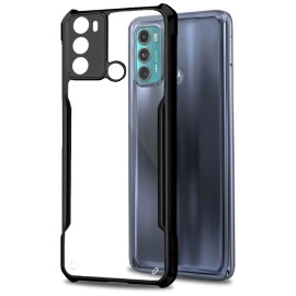 Fashionury Motorola Moto G60 / Moto G40 Back Cover Transparent Back Case|Ultra Thin Slim Crystal Clear Hard PC with TPU Bumper, Military-Grade Protection Case - (Black Bumper)