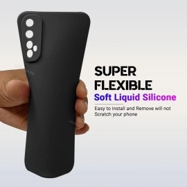 LIRAMARK Silicone Soft Back Cover Case for Realme 7 / Narzo 30 4G / Narzo 20 Pro (Silicone Black)