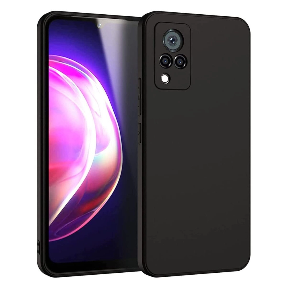 LIRAMARK Silicone Soft Back Cover Case for Vivo V21 5G / V21 4G (Silicone Black)