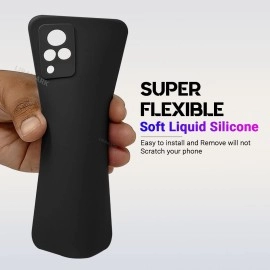 LIRAMARK Silicone Soft Back Cover Case for Vivo V21 5G / V21 4G (Silicone Black)