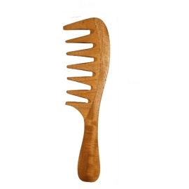 Rufiys Wooden Curly Hair Wide Tooth Comb | Neem Wood Curly Hair Comb for Women & Men | Hair Growth | Anti Dandruff | Detangler Comb (Neem-Comb-model)