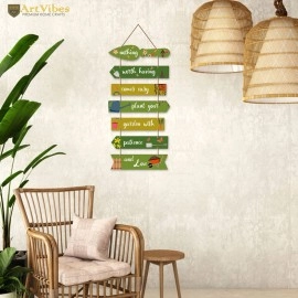 Artvibes Garden Quote Wooden Wall Hanging for Home Decor | Decorative Items for Balcony | Gifts | Wooden Wall Decoration for Outdoor Decorative Garden | Modern Artwork (WH_7010N), Set of 7