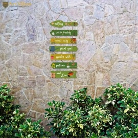 Artvibes Garden Quote Wooden Wall Hanging for Home Decor | Decorative Items for Balcony | Gifts | Wooden Wall Decoration for Outdoor Decorative Garden | Modern Artwork (WH_7010N), Set of 7