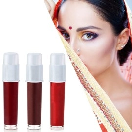 Nyamah Sales Liquid Kumkum Sindoor for Women Skin-friendly Liquid Bindi Waterproof Chemical Free 5g Red Maroon Brown Color Pack of 3
