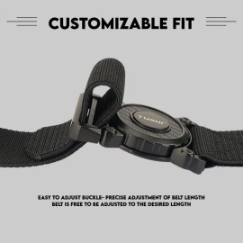 TUSHI Quick Release Tactical Belt for Men, Military Style Nylon Web Hiking Belt with Heavy Duty Seatbelt Buckle, Black, Free Size