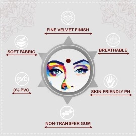 PERPAA Premium Velvet Sticker Kumkum Bindi Box of 15 Flaps - Pottu for Women,Ladies, Girls (Size 7, Diameter 4mm, Dark Maroon), Self Adhesive