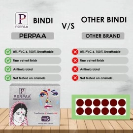 PERPAA Premium Velvet Sticker Kumkum Bindi Box of 15 Flaps - Pottu for Women,Ladies, Girls (Size 7, Diameter 4mm, Dark Maroon), Self Adhesive