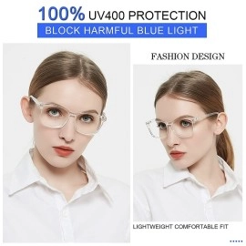 CREEK Blue Light Blocking Glasses Computer Reading/Gaming/TV/Phones Glasses for Women Men Anti Eyestrain & UV Glare with Testing Kit and Lens Cleaner TRANSPARENT Free, One Size
