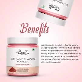 Laugha Natural & Organic Red Sandalwood Powder for Brightening & Glowing Skin, Face Pack, 100gm (Pack of 1 Jar 100 gm)