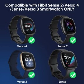 QIBOX Charger Dock Compatible with Fitbit Sense 2/Versa 4/Sense/Versa 3, Anti-Slip Charging Stand Dock Station Replacement USB Cable 4.3Ft Cord Accessories Cradle Base Holder for Sense 2 Smartwatch