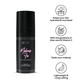 RENEE Makeup Fixer Setting Spray 60ml| Infused With Aloe Vera & Niacinamide| Prevents Cracks, Minimizes Pores & Fine Lines| Long Lasting & Weightless Formula