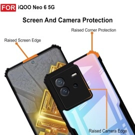 Zapcase Back Case Cover for iQOO Neo 6 5G | Compatible for iQOO Neo 6 5G Back Case Cover | 360 Degree Back Cover Case | Clear Case for iQOO Neo 6 5G with Camera Protection | (TPU + PC | Matte Black)