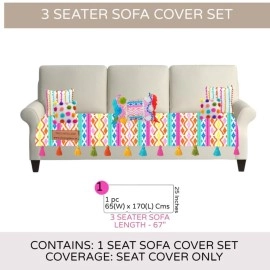 WWW.THROWPILLOW.IN Throw Pillow Rainbow Multicoloured Festive Printed Tassel Sofa Cover Regular Shape Sofa Cover (3 Seater) OS