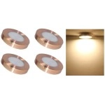 Mufasa 3 Watts Rose Gold Finish 6CM Diameter Led Surface Panel, Cabinet, Wardrobe Light, Slim Round Style Flush Mount Ceiling Lamp, Pack of 4 (Please Check Dimensions Image) (Warm White,Aluminum)