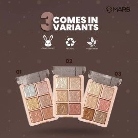 MARS Glowzilla 6 Colour Highlighter Palette | Ultra Blendable & Long Lasting | Blinding Glow (12.0gm) (Shade-03)