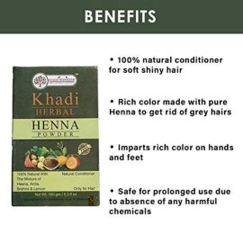 Khadi Rishikesh Ayurvedic Henna Powder ()- 100% Pure With Amla & Lemon, Natural Conditioner & Anti-Dandruff , Repairs Damaged Hair, UNISEX -CHEMICAL FREE -150GM WITH HAIR COLOURING BRUSH FREE