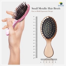 Sanas Small Hair Brush 3Pcs Metal Hairbrush Travel Hairbrush For Women Trendy Gifts For Teen Girls Fancy Hair Brush No Pull Hair Brush Untangling Hair Brush Hair Brushes For Women Metallic Brush 3Pcs