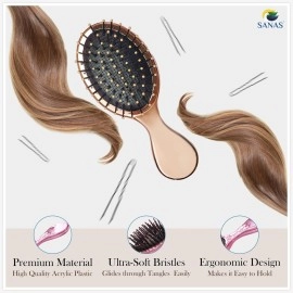 Sanas Small Hair Brush 3Pcs Metal Hairbrush Travel Hairbrush For Women Trendy Gifts For Teen Girls Fancy Hair Brush No Pull Hair Brush Untangling Hair Brush Hair Brushes For Women Metallic Brush 3Pcs