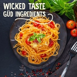 WickedGud 2X Fiber Spaghetti Pasta | No Maida | Durum Wheat Semolina | Brown Rice | Red Lentils | Healthy Diet Pasta - 400gm x 2