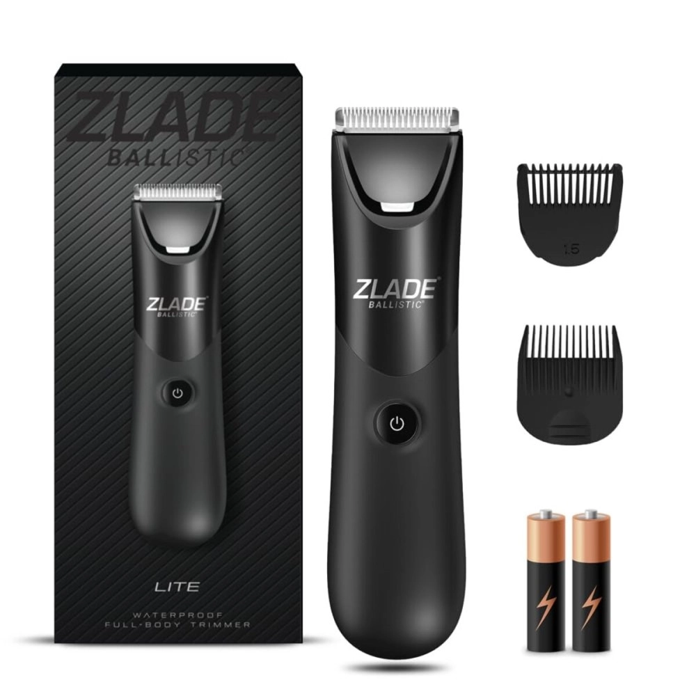 ZLADE Men\'s Ballistic LITE Manscaping Body Trimmer For Beard, Pubic Hair Grooming Private Part Shaving Waterproof, Cordless AAA Battery Powered Smart Travel Lock - 3 Second Long Press Button to Start