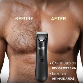 ZLADE Men\'s Ballistic LITE Manscaping Body Trimmer For Beard, Pubic Hair Grooming Private Part Shaving Waterproof, Cordless AAA Battery Powered Smart Travel Lock - 3 Second Long Press Button to Start