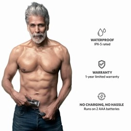 ZLADE Men\'s Ballistic LITE Manscaping Body Trimmer For Beard, Pubic Hair Grooming Private Part Shaving Waterproof, Cordless AAA Battery Powered Smart Travel Lock - 3 Second Long Press Button to Start