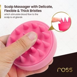 Ross Round Hair Scalp Manual Massager Shampoo Hair Brush, Super Soft Bristles for Exfoliating, Anti-Dandruff (Black)