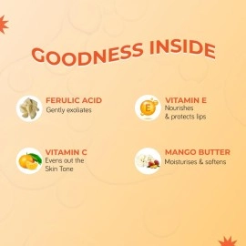 Moody Vitamin C Brightening Lip Scrub Balm for Dry, Pigmented Lips | Moroccan Oil for Nourishment & Mandarin Orange | Glycerine, Tumeric | Vegan & Cruelty Free - for Men & Women, 15gm