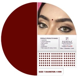 Perpaa Multicolor Bindi for Women Pack of 8 Flaps 2 Red Bindi for Women, 2 Light Maroon, 2 Dark Maroon,2 Black (Size 7, Diameter 4mm)