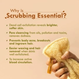 Nat Habit - Back To Natural Secrets Everyday ural Sun Dried Bath Loofah | Body Sponge & Scrubber for Men & Women | Organic Luffa for Bath Shower Skin Exfoliation (Pack of 3)