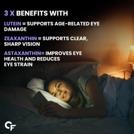 Carbamide Forte Eye Gummies - Lutein and Zeaxanthin Eye Supplements with Astaxanthin, Veg DHA and Vitamin C for Vision Support & Eye Health - Cranberry Flavour - 60 Veg Gummies