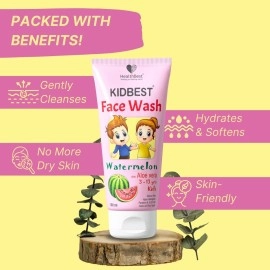 HealthBest Kidbest Facewash For Kids Normal Sensitive And Dry Skin Tear Paraben SLS Free Watermelon Flavor 100ml