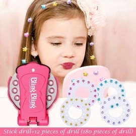 MAYCREATE Hair Gem Stapler, Quick Hair Gems Stamper for Girls Women with 180pcs Gems Kit, Hair Glitter Rhinestones, Bling Hair in Seconds Hair-Safe Styling Hair Accessories for Birthday, Party