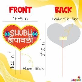 WOBBOX Diwali Decoration Happy Diwali Photo Booth Party Props, Yellow & Orange Colour, Diwali Decoration Item, Diwali Dcor Items (29 Pcs)