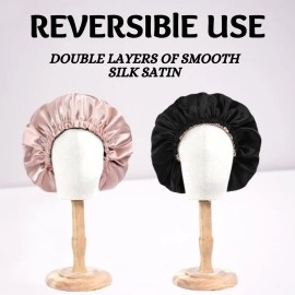 Candibellas Satin Silk Bonnet for Hair with 3 Satin Scrunchies, Satin Bonnet for Curly Hair, Reversible Silk Hair Cap for Sleeping, Adjustable Satin Hair Bonnet, Satin Hair Wrap