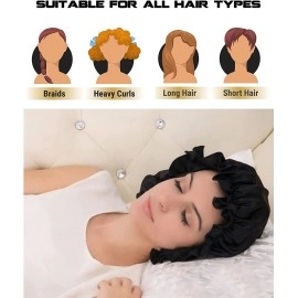 Candibellas Satin Silk Bonnet for Hair with 3 Satin Scrunchies, Satin Bonnet for Curly Hair, Reversible Silk Hair Cap for Sleeping, Adjustable Satin Hair Bonnet, Satin Hair Wrap