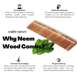 Go Well Kacchi Neem Comb, Wooden Comb | Hair Growth, Hairfall, Dandruff Control | Hair Straightening, Frizz Control | Comb for Men, Women | Treated with Oil (All Combo)