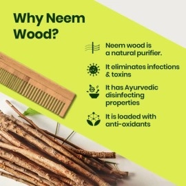 Go Well Kacchi Neem Comb, Wooden Comb | Hair Growth, Hairfall, Dandruff Control | Hair Straightening, Frizz Control | Comb for Men, Women | Treated with Oil (All Combo)