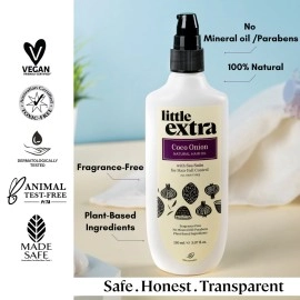 little extra Coco Onion Natural Hair Oil For Hair Fall Control, Growth & Strong Hair, Vegan With Coconut & Onion Oil, No Mineral Oil & Paraben, 150 Ml, Pack of 1