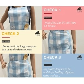 PIXEL HOME DECOR New Cotton Kitchen Apron With Adjustable Neck Strap And Ties With Centre Pocket with Strong and durable Cotton Ice Blue