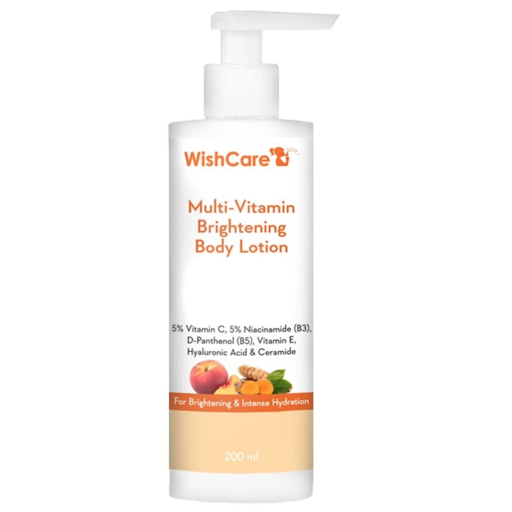 WishCare Multi-Vitamin Brightening Body Lotion - 5% Vitamin C, 5% Niacinamide(B3), Panthenol(B5), Vitamin E, Turmeric & Kakadu Plum - For Men & Women - 200 Ml