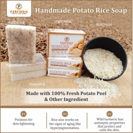 PureIndia Potato Rice Soap for Natural Skin Whitening and Pigmentation, Minimizes Open Pores, Removes Impurities | The Natural Way of Skin Whitening 100-gm Pack of -1