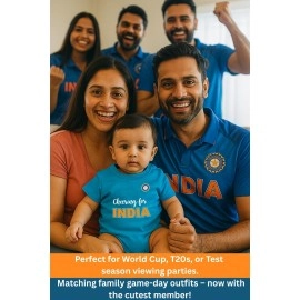 Zeezeezoo Cheering For Team India Cricket Baby Romper Bodysuit 100% Cotton, Blue, 6-12 M