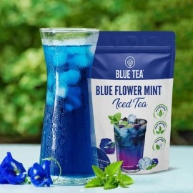 BLUE TEA - Butterfly Pea Flower Tea - Mint Iced - 36 Count - Pyramid Tea Bags | REFRESHING BLEND | Antioxidant - Flower Based - Herbal Tea - Caffeine Free - Non-GMO - Vegan | Ziplock Pack