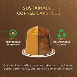 COFFEEZA Caramel Flavoured Aluminium Capsules, Intensity 7, Nespresso Compatible Pods Box Of 1 (10 Capsules)